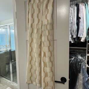 Susana Monaco Cream Chevron Crochet Straight Leg Jumpsuit